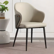 Modern Leather Solid Back Upholstered Dining Chair