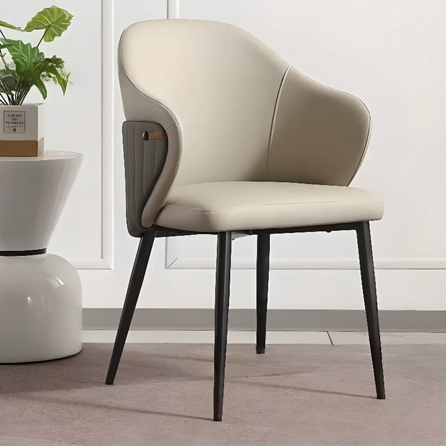 Modern Leather Solid Back Upholstered Dining Chair