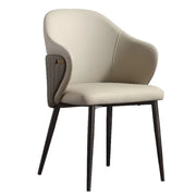 Modern Leather Solid Back Upholstered Dining Chair