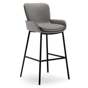 Modern Leather Upholstered Arm Footrest Bar Stool with Back