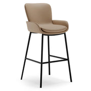 Modern Leather Upholstered Arm Footrest Bar Stool with Back