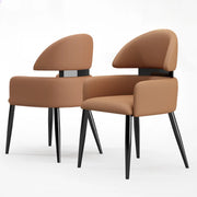 Modern Leather Upholstered Dining Chairs With Arms