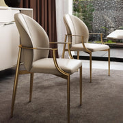 Modern Leather Upholstered Ergonomic Back Arm Dining Chair