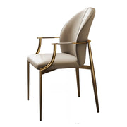 Modern Leather Upholstered Ergonomic Back Arm Dining Chair