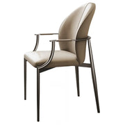 Modern Leather Upholstered Ergonomic Back Arm Dining Chair