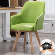 Modern Leather Upholstered Swivel Dining Chair with Wood Legs
