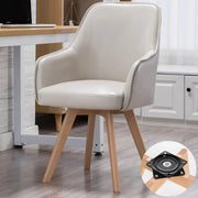 Modern Leather Upholstered Swivel Dining Chair with Wood Legs