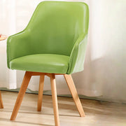 Modern Leather Upholstered Swivel Dining Chair with Wood Legs