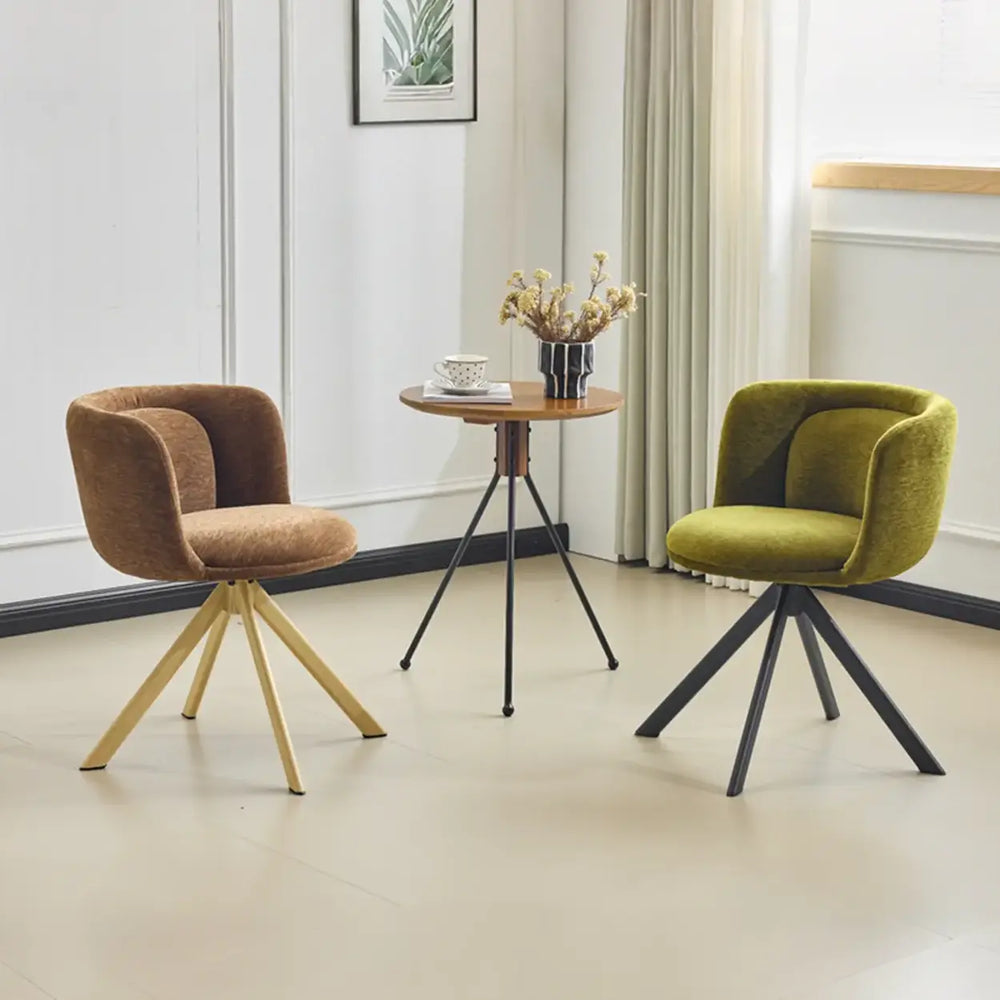 Modern Low Back Fabric Swivel Upholstered Dining Chairs Set of 2