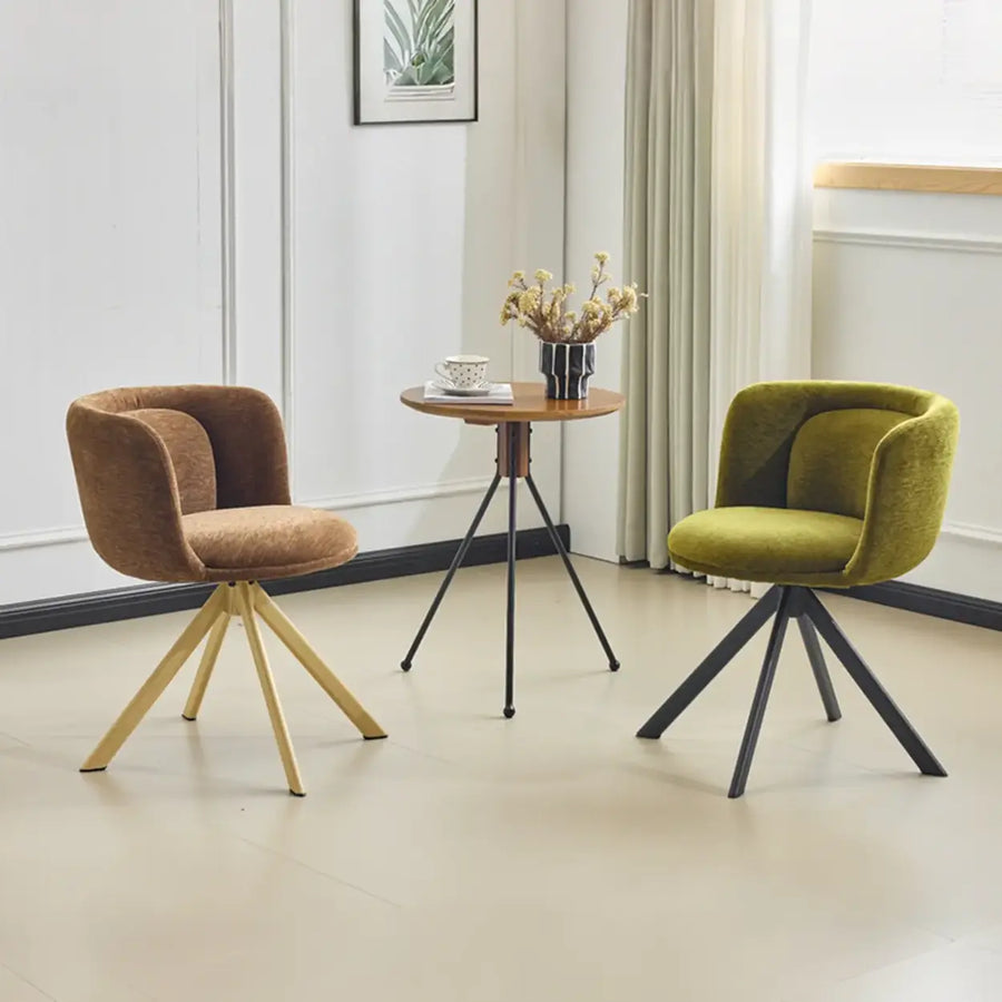 Modern Low Back Fabric Swivel Upholstered Dining Chairs Set of 2