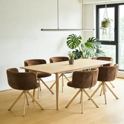 Modern Low Back Fabric Swivel Upholstered Dining Chairs Set of 2