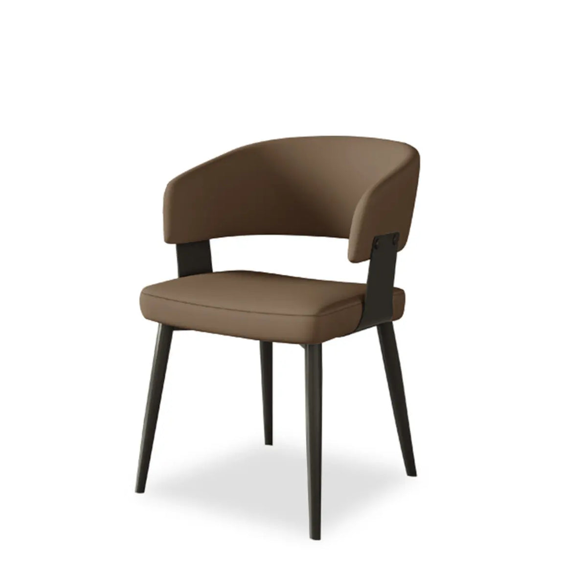 Modern Low Back Leather Dining Chair with Metal Legs