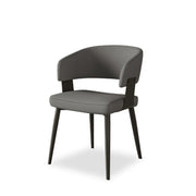 Modern Low Back Leather Dining Chair with Metal Legs