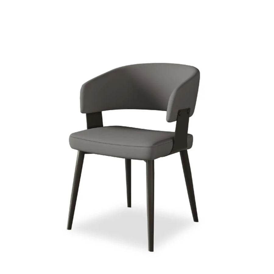 Modern Low Back Leather Dining Chair with Metal Legs