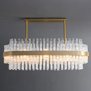 Modern Luxury Brass Clear Glass Rod Oval Island Light Chandelier