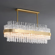 Modern Luxury Brass Clear Glass Rod Oval Island Light Chandelier