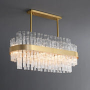 Modern Luxury Brass Clear Glass Rod Oval Island Light Chandelier