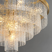Modern Luxury Brass Downrod Tierd Glass Chandelier