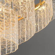 Modern Luxury Brass Downrod Tierd Glass Chandelier