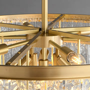 Modern Luxury Brass Downrod Tierd Glass Chandelier