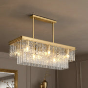 Modern Luxury Brass Glass Rectangular 2-Tier Island Lights