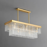 Modern Luxury Brass Glass Rectangular 2-Tier Island Lights