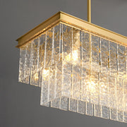 Modern Luxury Brass Glass Rectangular 2-Tier Island Lights