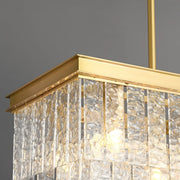 Modern Luxury Brass Glass Rectangular 2-Tier Island Lights