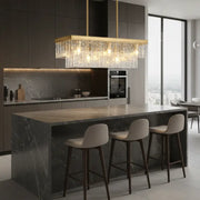 Modern Luxury Brass Glass Rectangular 2-Tier Island Lights