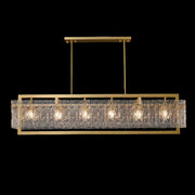 Modern Luxury Brass Rectangle Clear Textured Glass Island Light