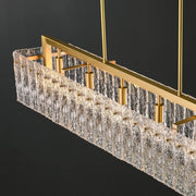 Modern Luxury Brass Rectangle Clear Textured Glass Island Light