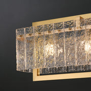 Modern Luxury Brass Rectangle Clear Textured Glass Island Light