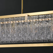 Modern Luxury Brass Rectangle Clear Textured Glass Island Light