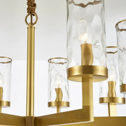 Modern Luxury Brass Textured Glass Cylinder Branch Chandelier