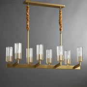 Modern Luxury Linear Gold 8-Light Crystal Glass Island Light