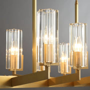 Modern Luxury Linear Gold 8-Light Crystal Glass Island Light