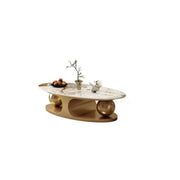 Modern Luxury Oval Stone Stain-Resist Coffee Table
