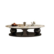 Modern Luxury Oval Stone Stain-Resist Coffee Table