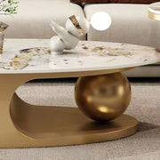 Modern Luxury Oval Stone Stain-Resist Coffee Table