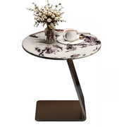 Modern Marble-Top C Table Side Table with Metal Base