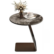 Modern Marble-Top C Table Side Table with Metal Base