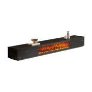 Modern Marble TV Stand Fireplace with Drawers & Lighting