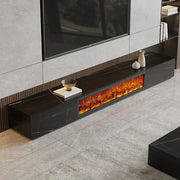 Modern Marble TV Stand Fireplace with Drawers & Lighting