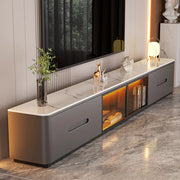 Modern Marble Wood TV Stand with Storage Ambient Lighting