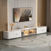 Modern Marble Wood TV Stand with Storage Ambient Lighting