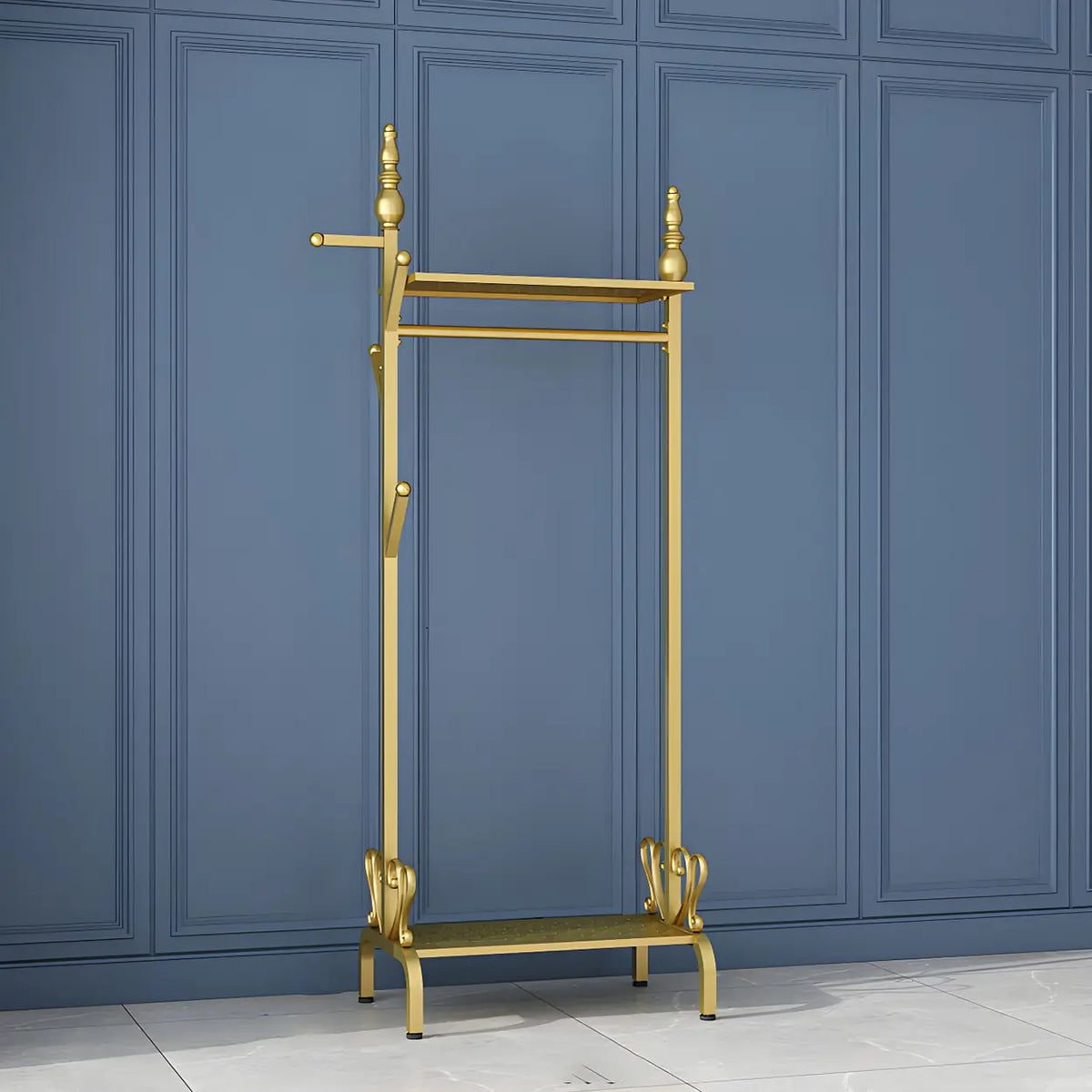 Modern Metal White Freestanding Coat Rack with Storage