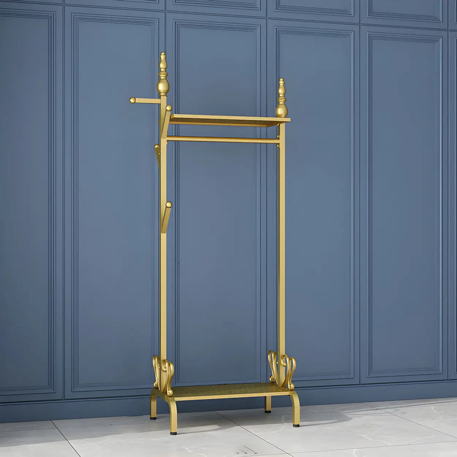 Modern Metal White Freestanding Coat Rack with Storage