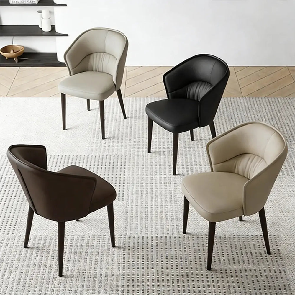 Modern Mid Back Upholstered Faux Leather Arm Dining Chair