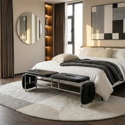 Modern Minimalist Bedroom Genuine Leather Entryway Bench