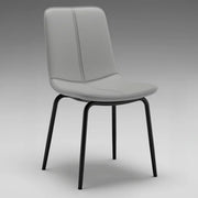 Modern Minimalist Beige Leather Dining Chair with Back